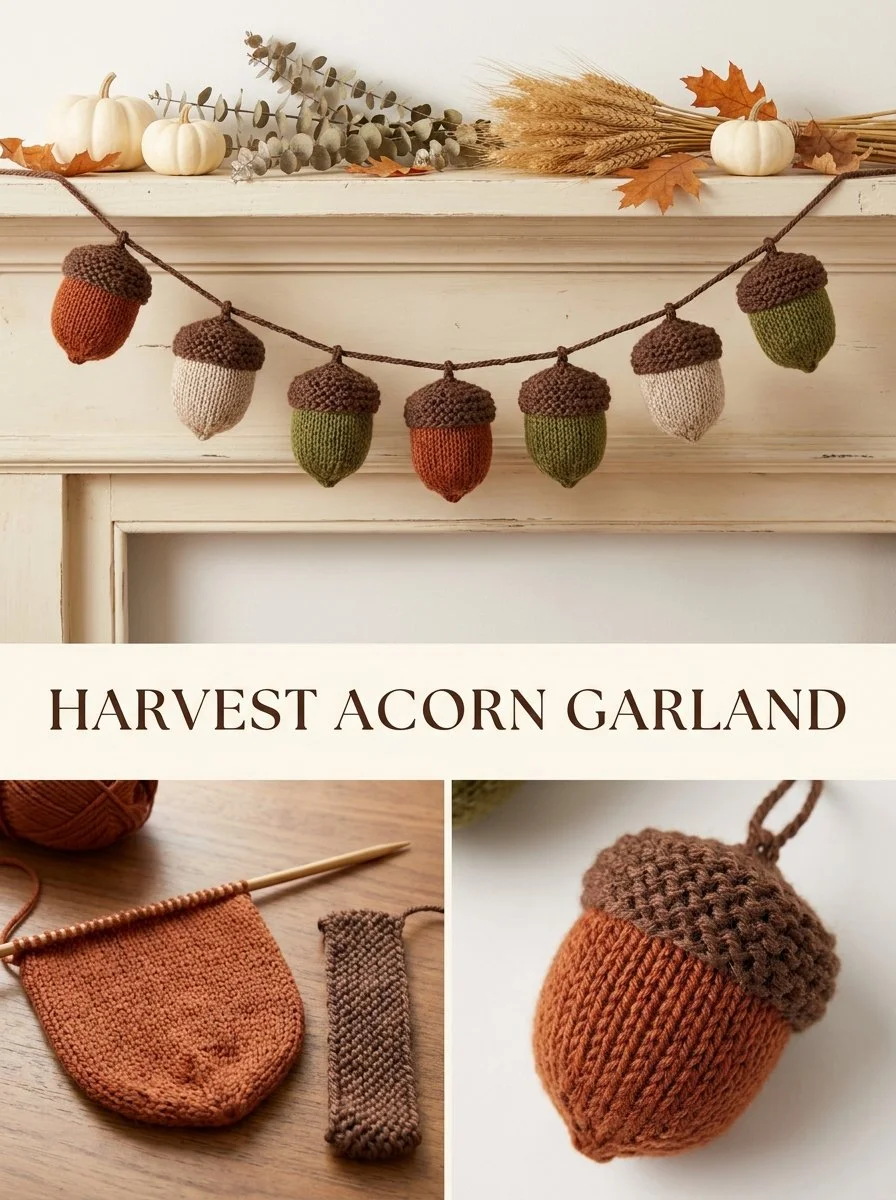 Harvest Knit Acorn Garland for festive fall decorations