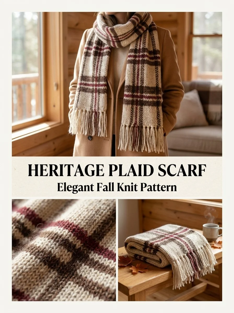 Heritage Plaid Long Scarf in stylish plaid pattern perfect for winter outfits