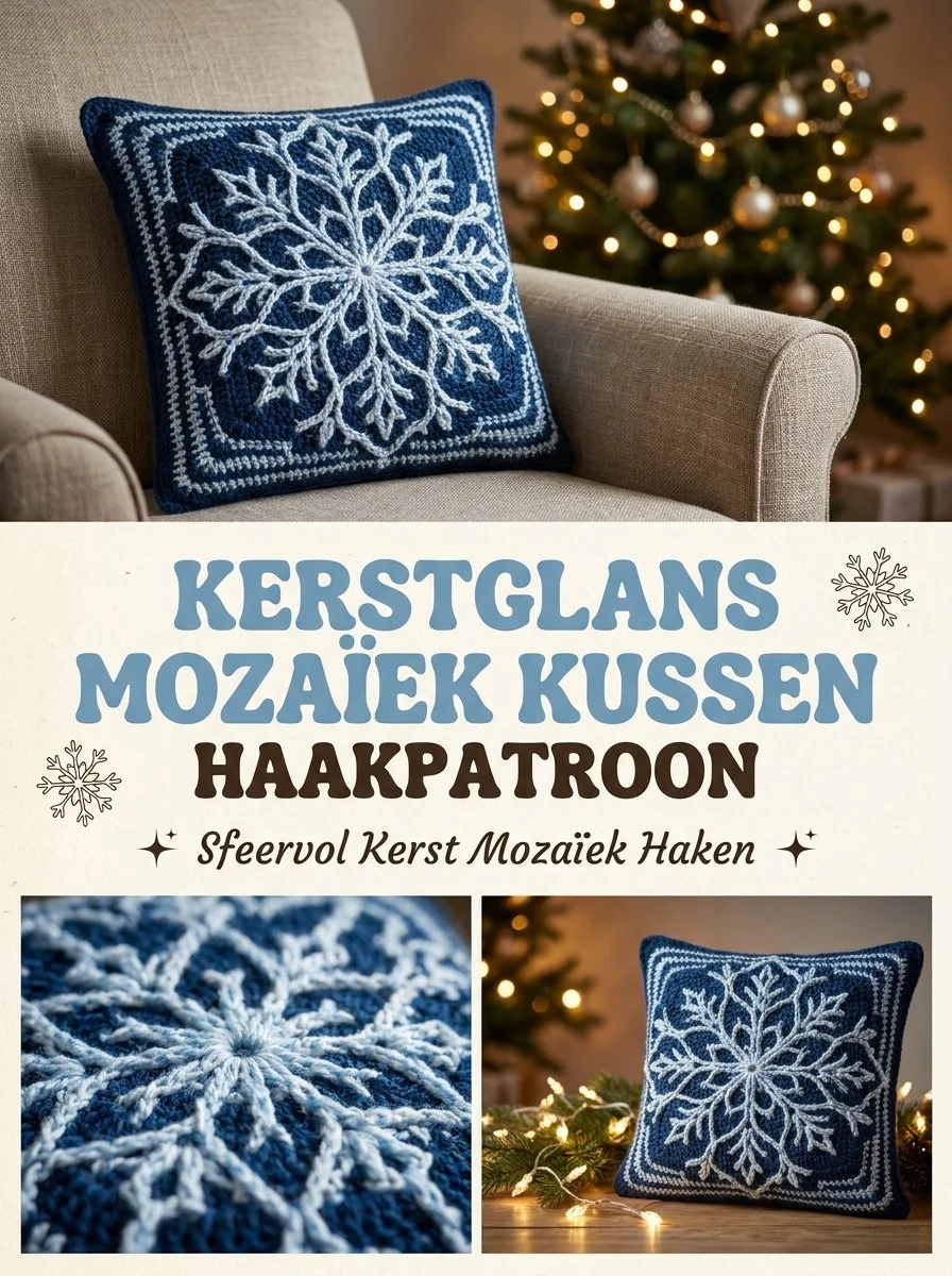 Kerstglans mosaic cushion cover with a festive Christmas pattern