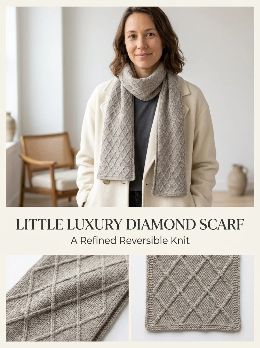 Little Luxury Reversible Diamond Scarf knitting pattern example