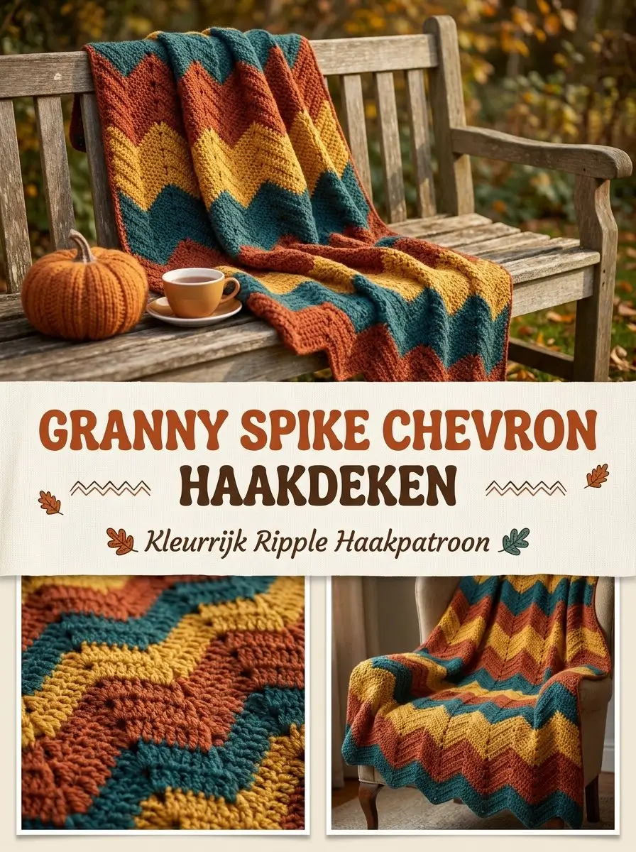 Gewijzigde Granny Spike Chevron Deken Haken – Kleurrijk Rippelpatroon