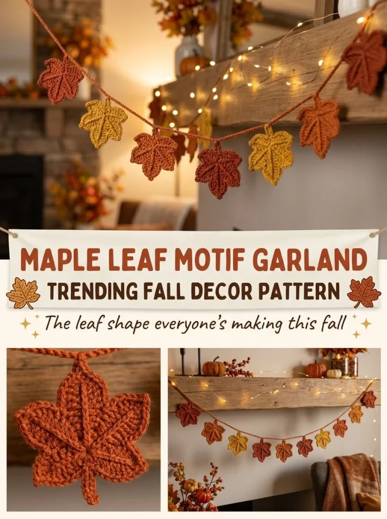 Maple Leaf Motif Garland crochet pattern for trendy fall decor