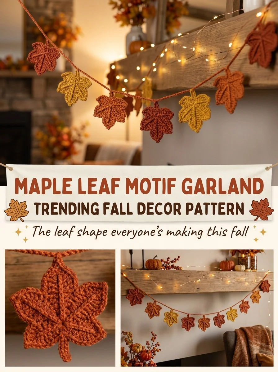 Maple Leaf Motif Garland crochet pattern for trendy fall decor
