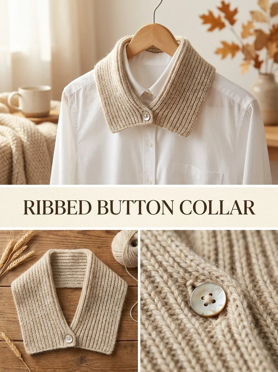 Oatmeal ribbed detachable collar for versatile fashion styling