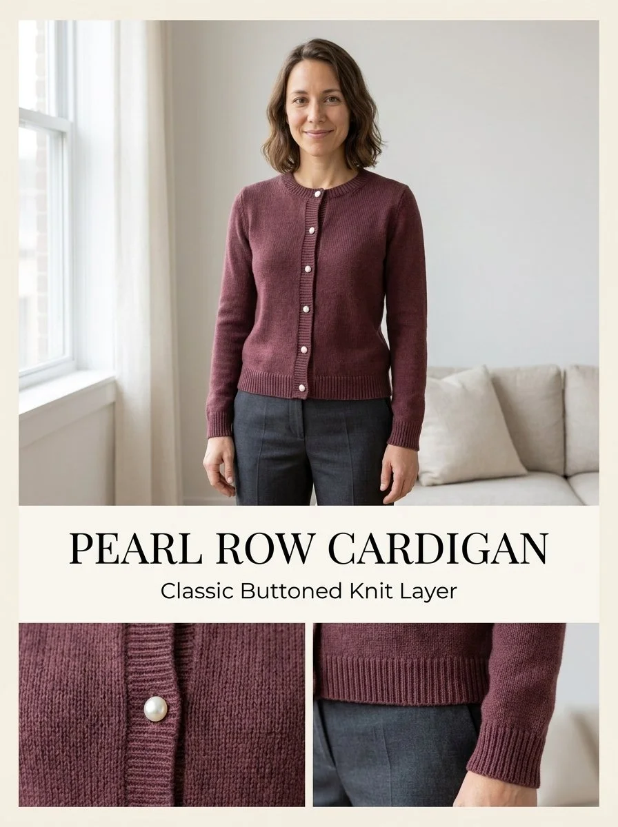 Pearl Row Cardigan Knitting Pattern showcasing elegant stitch design