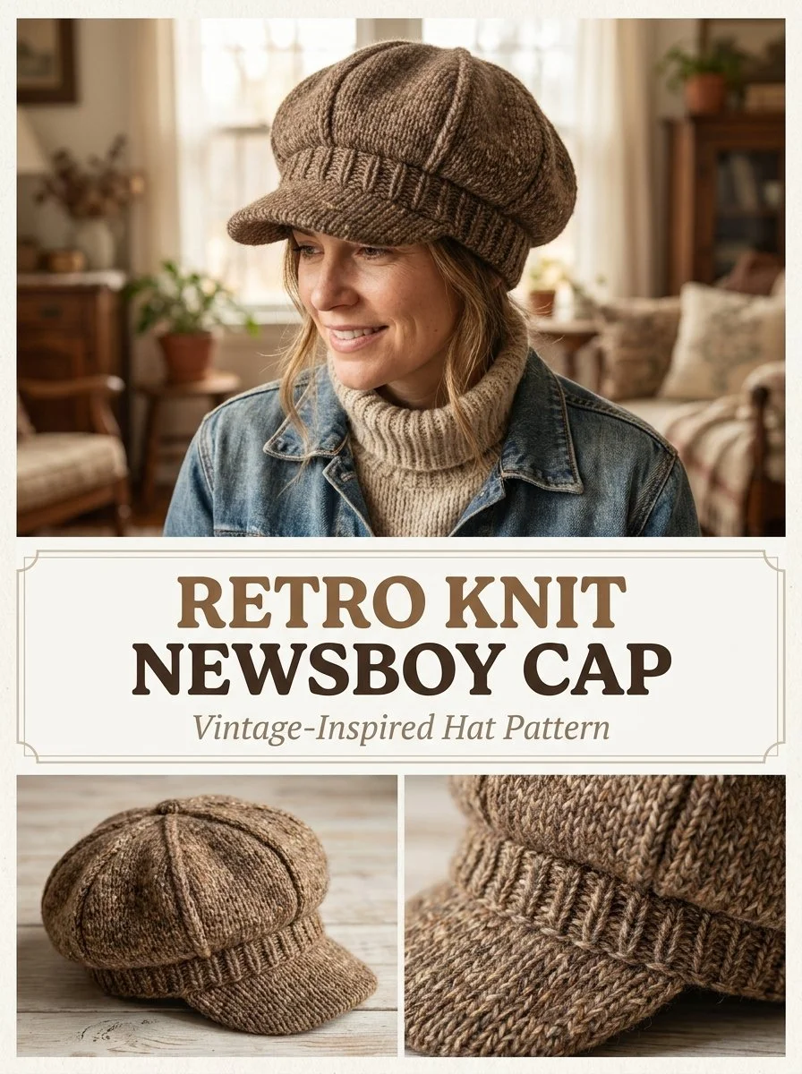 Vintage style Knit Newsboy Cap pattern for stylish knitters