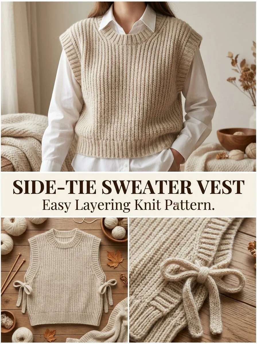 Side-Tie Ribbed Sweater Vest for stylish layering this season