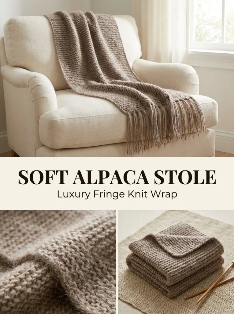 Soft alpaca fringe stole for cozy warmth and stylish looks