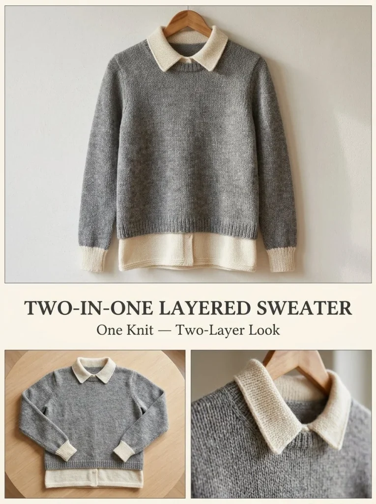 Two-in-One Layered Collar Sweater featuring a stylish layered design