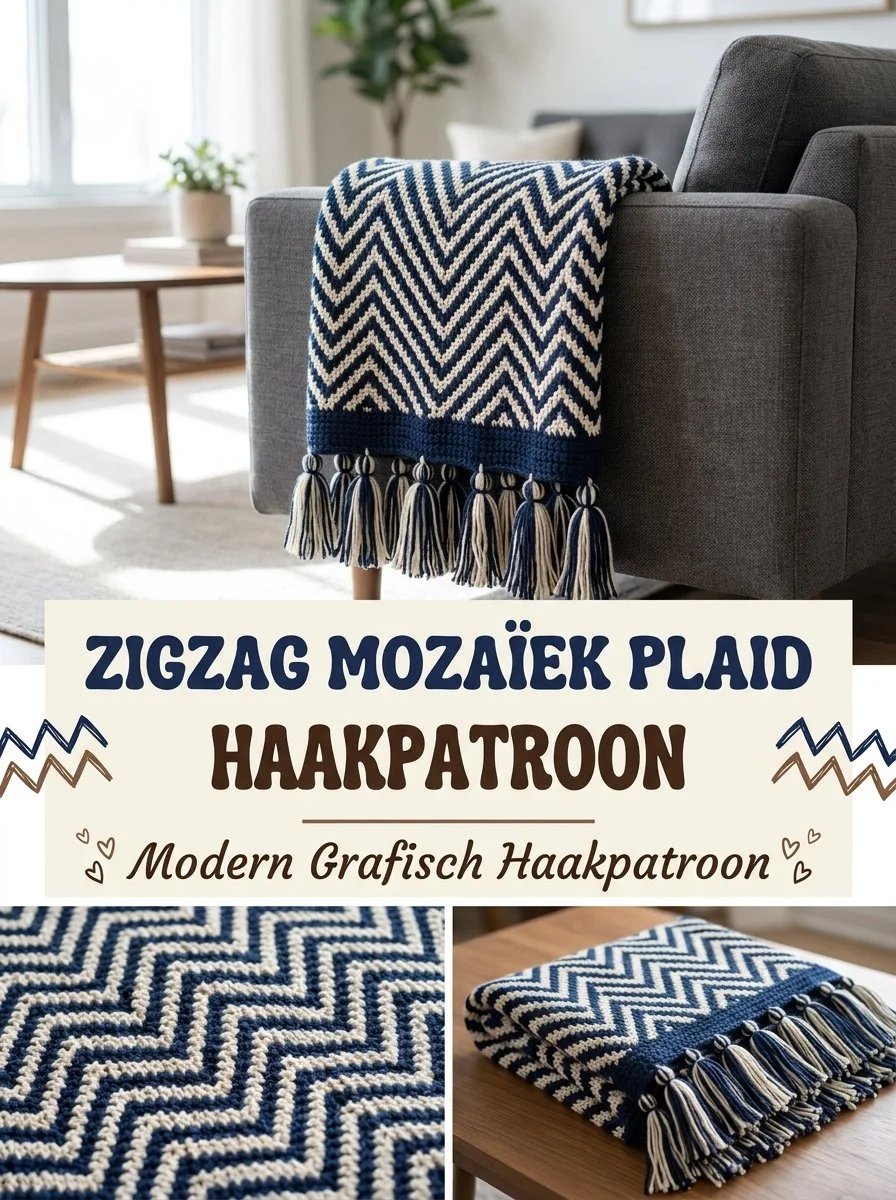 Modern Zigzag Mozaïek Plaid with a graphic pattern for stylish home decor